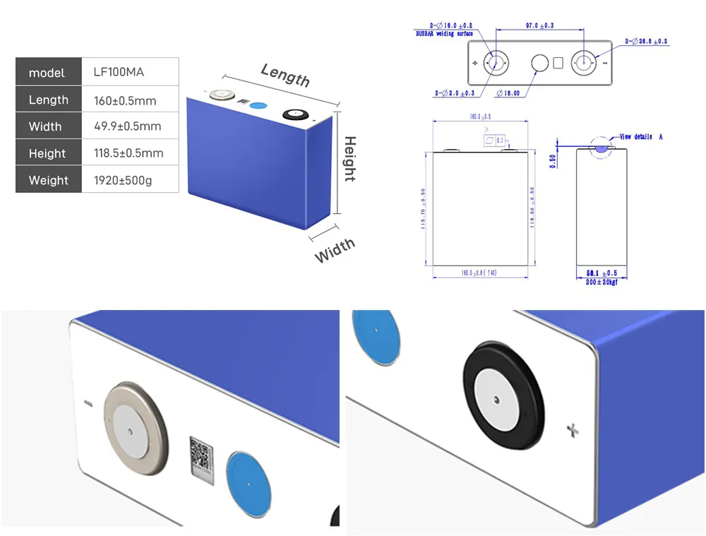 EVE LF100MA 3.2V 100Ah LiFePO4 Grade A Battery Cell 2022012041600417