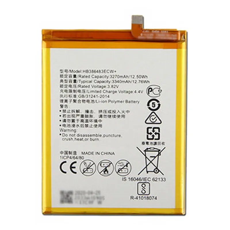 Huawei Honor 6X 100 health battery model HB386483ECW full capacity replacement smartphone cell pack from Shenzhen supplier wholesale