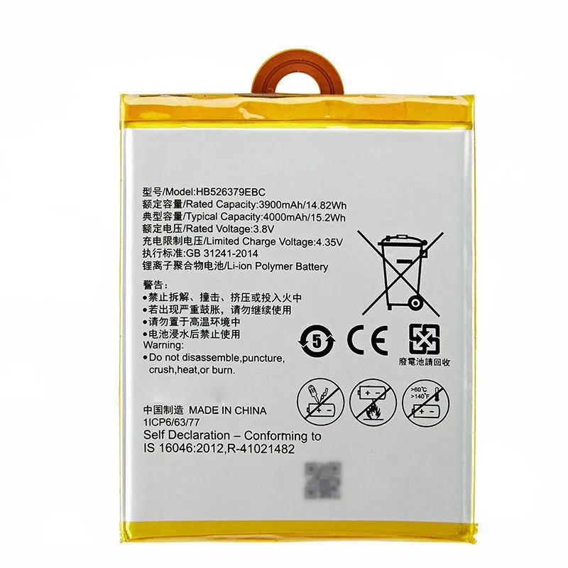 Huawei Honor 4C Pro 0 cycle battery model HB526379EBC high capacity replacement smartphone cells from Shenzhen factory wholesale supplier