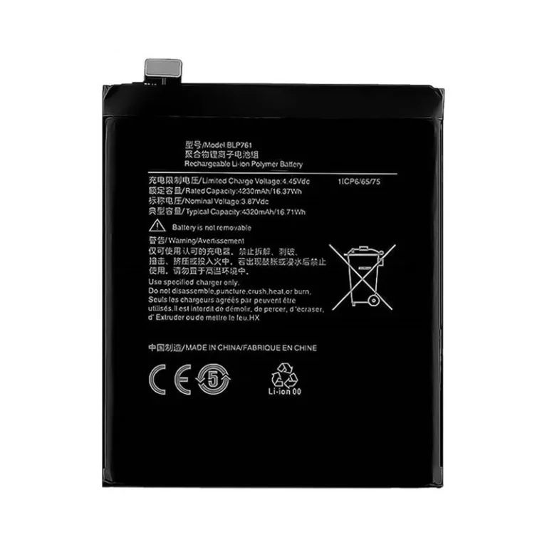 High capacity lithium ion battery replacement for OnePlus 8 model OnePlus BLP761 premium hardware block