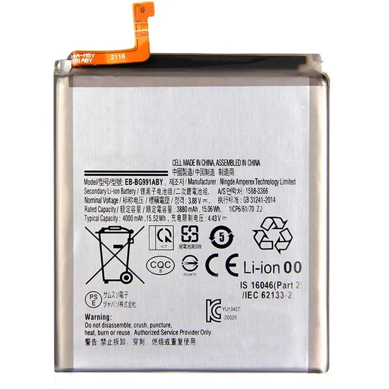 Samsung S21 battery EB-BG991ABY wholesale with 100% health battery cells from Shenzhen