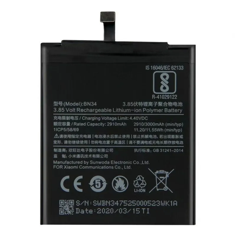 Xiaomi Redmi 5A premium cycle life module BN34 pure capacity cell zero fading hardware from Shenzhen factory batch supply