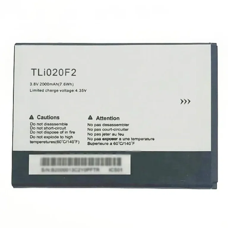 High capacity lithium ion battery replacement for Alcatel One Touch Pop 2 model TLi020F2 premium hardware block