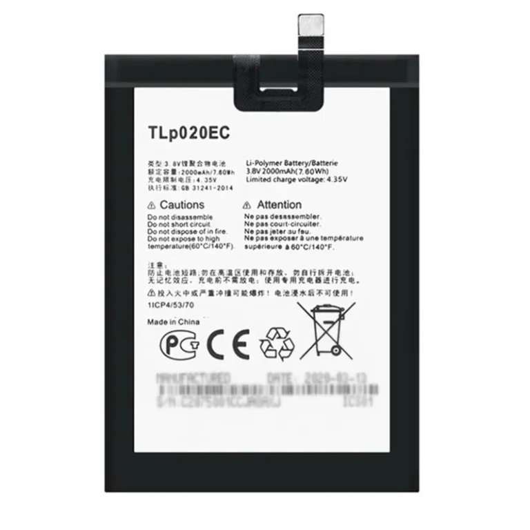 High capacity lithium ion battery replacement for Alcatel OT-6044 model TLP020EC premium hardware block