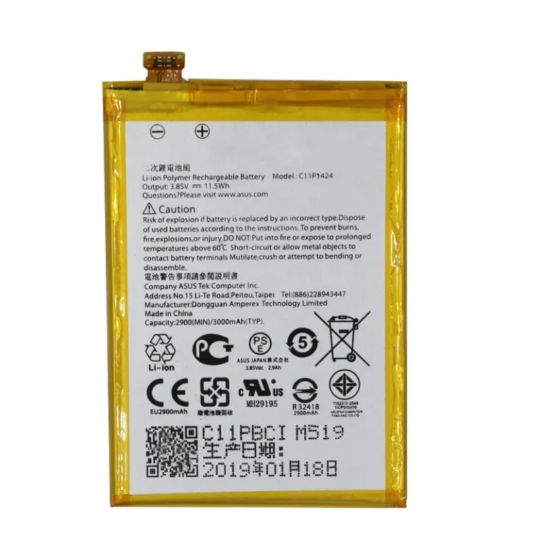 High capacity lithium ion battery replacement for Asus ZenFone 2 model Asus C11P1424 premium hardware block