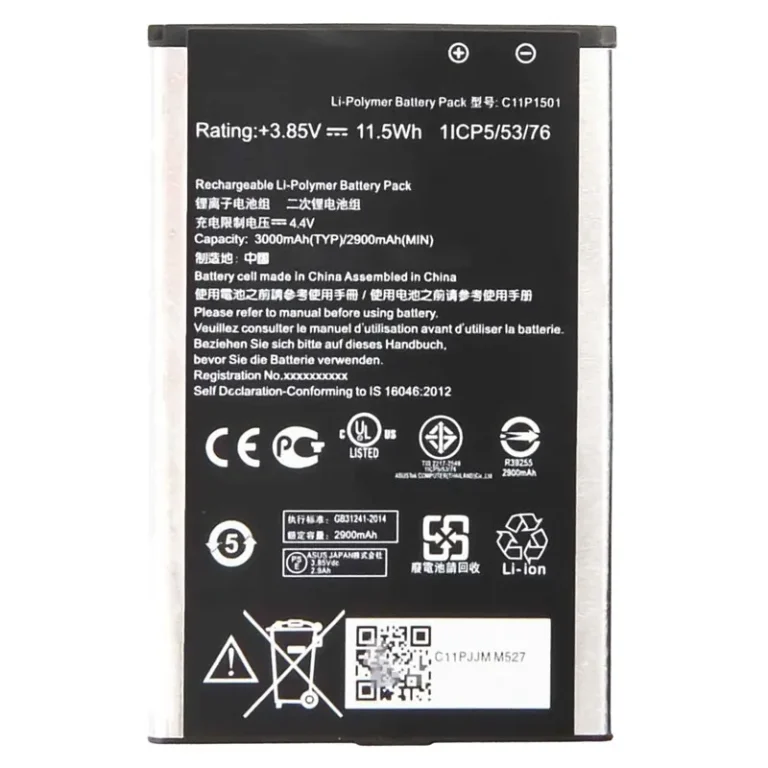 High capacity lithium ion battery replacement for Asus ZenFone 2 Laser model Asus C11P1501 premium hardware block