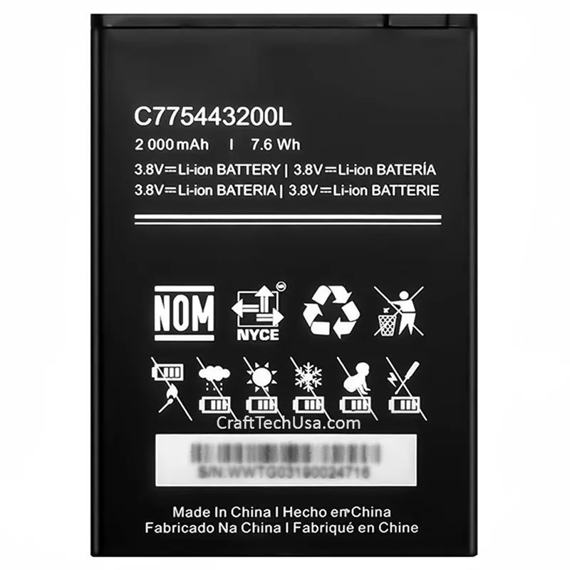 High capacity lithium ion battery replacement for BLU C5L model C775443200L premium hardware block