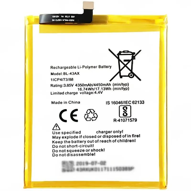 High capacity lithium ion battery replacement for Infinix Zero 5 Pro model BL-43AX premium hardware block