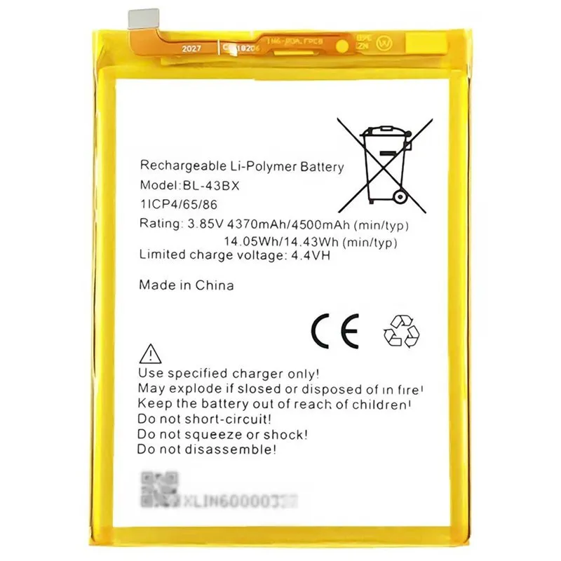 High capacity lithium ion battery replacement for Infinix Note 5 model BL-43BX premium hardware block
