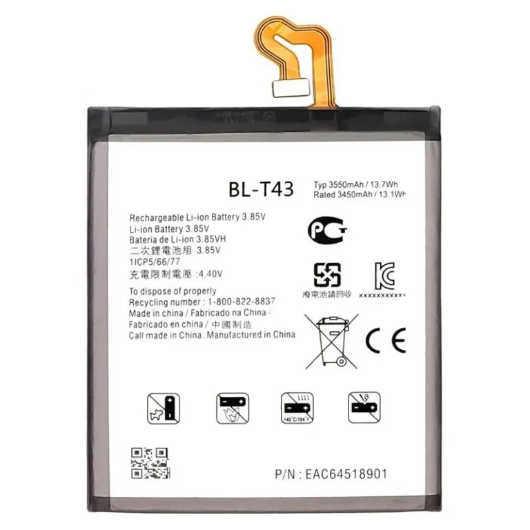 High capacity lithium ion battery replacement for LG G8S ThinQ model LG BL-T43 premium hardware block
