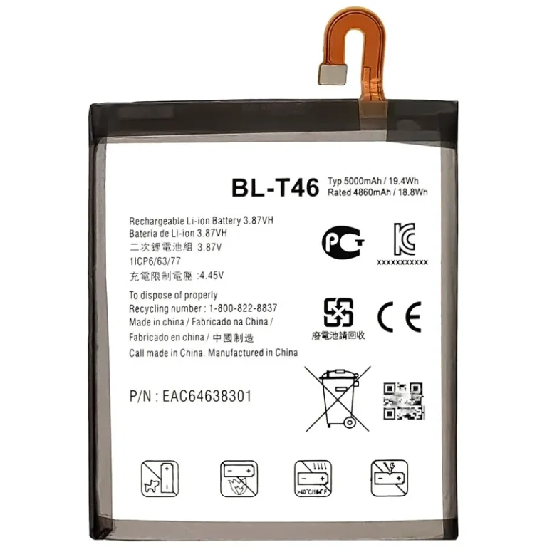 High capacity lithium ion battery replacement for LG V60 ThinQ model LG BL-T46 premium hardware block