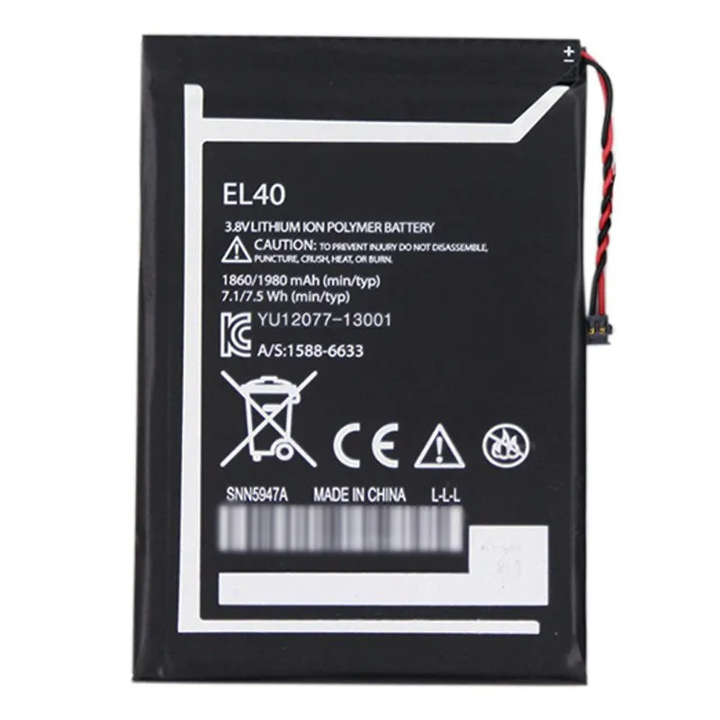 High capacity lithium ion battery replacement for Moto E 1st Gen model Motorola EL40 premium hardware block