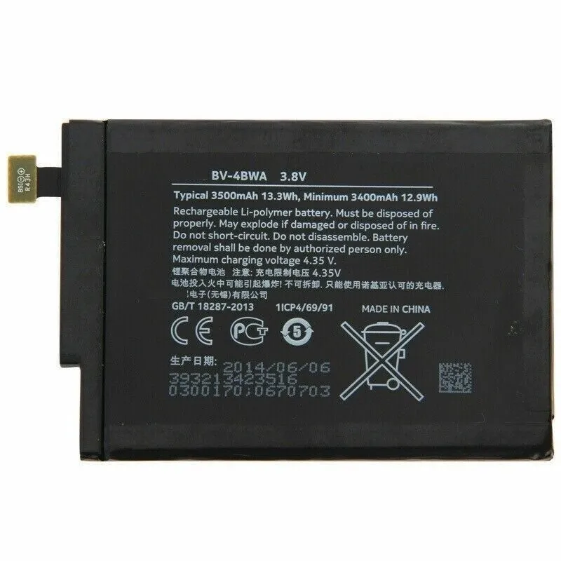 High capacity lithium ion battery replacement for Nokia Lumia 1320 model Nokia BV-4BWA premium hardware block