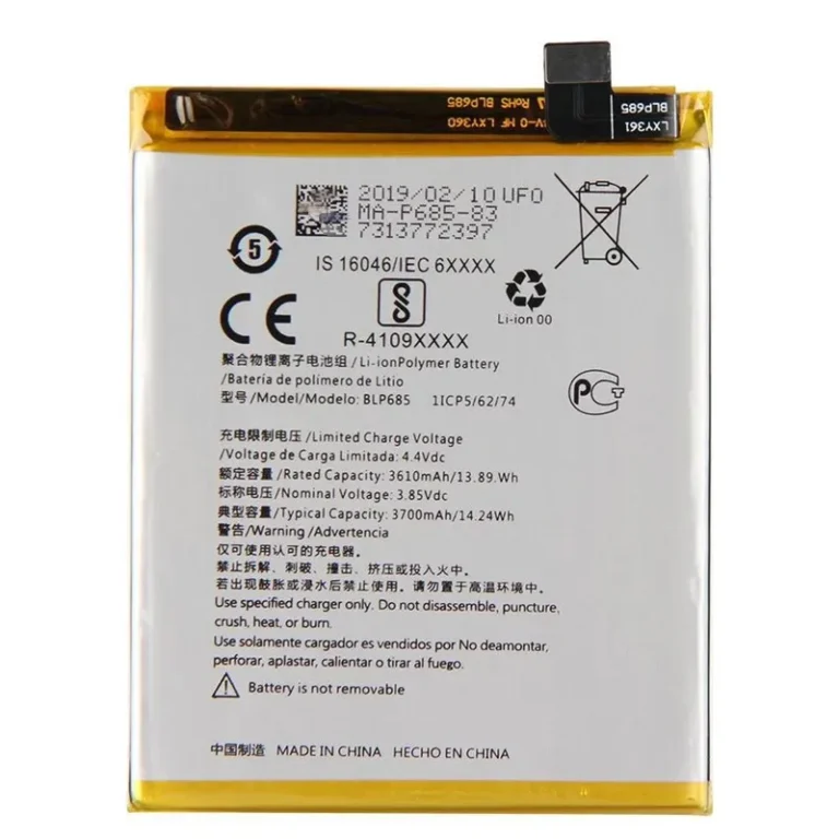 High capacity lithium ion battery replacement for OnePlus 7 model OnePlus BLP685 premium hardware block