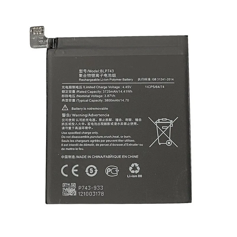 High capacity lithium ion battery replacement for OnePlus 7T model OnePlus BLP743 premium hardware block