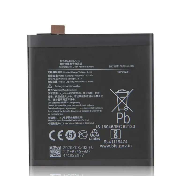 High capacity lithium ion battery replacement for OnePlus 7T Pro model OnePlus BLP745 premium hardware block