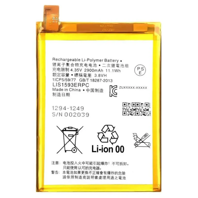 High capacity lithium ion battery replacement for Sony Xperia Z5 model Sony LIS1593ERPC premium hardware block