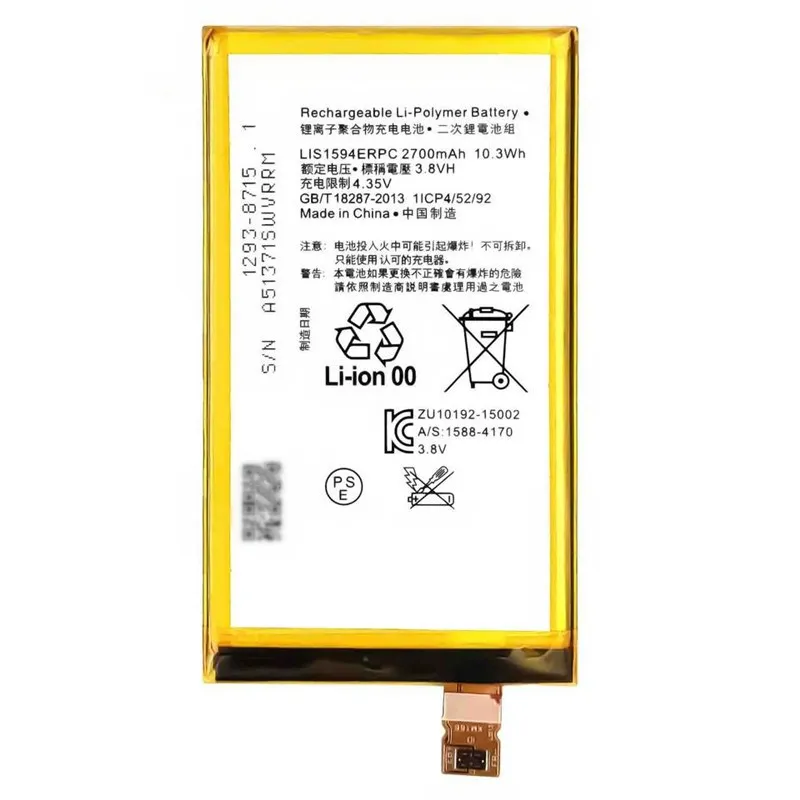 High capacity lithium ion battery replacement for Sony Xperia Z5 Compact model Sony LIS1594ERPC premium hardware block