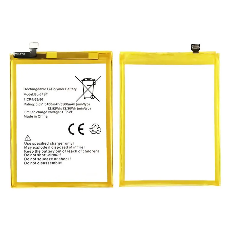 High capacity lithium ion battery replacement for Tecno KA7 model BL-34BT premium hardware block