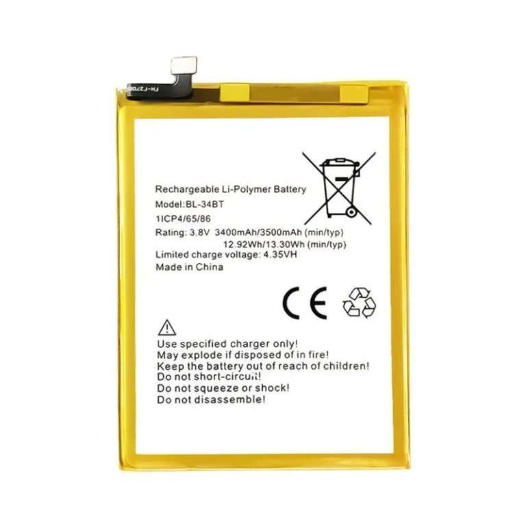 High capacity lithium ion battery replacement for Tecno KA7 model BL-34BT premium hardware block