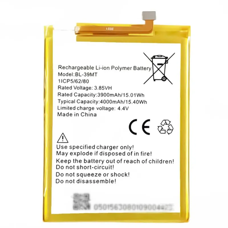 High capacity lithium ion battery replacement for Tecno Camon 15 Pro model BL-39MT premium hardware block