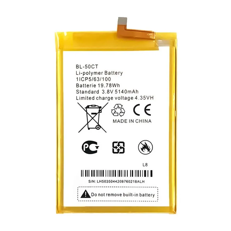 High capacity lithium ion battery replacement for Tecno L8 model BL-50CT premium hardware block