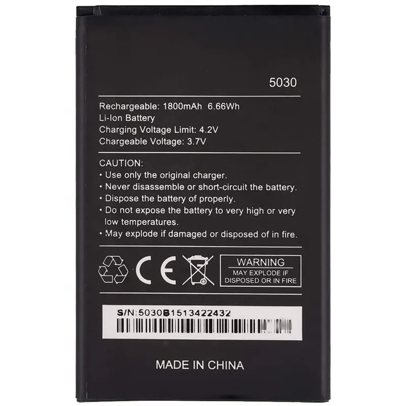 High capacity lithium ion battery replacement for Wiko Lenny 1 model 5030 premium hardware block