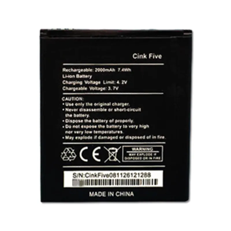 High capacity lithium ion battery replacement for Wiko CINK FIVE model CINK FIVE premium hardware block